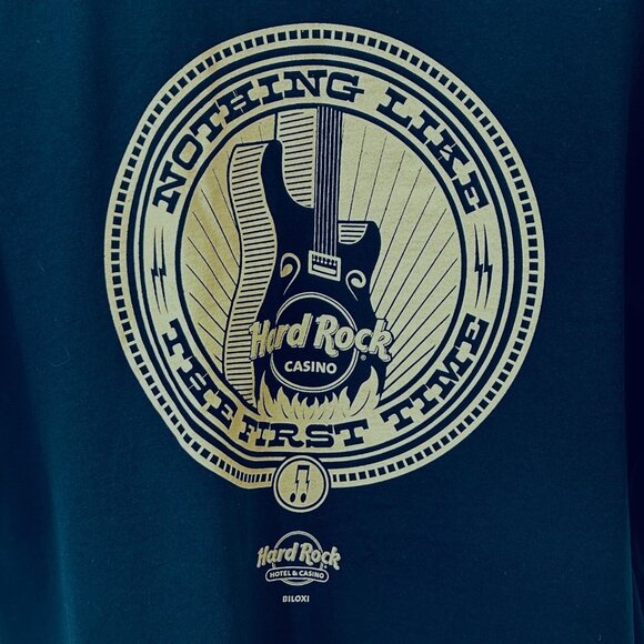 Hard Rock Biloxi T-Shirt Size XL Navy Blue Casino Guitar Graphic Gildan Crewneck - Picture 4 of 9